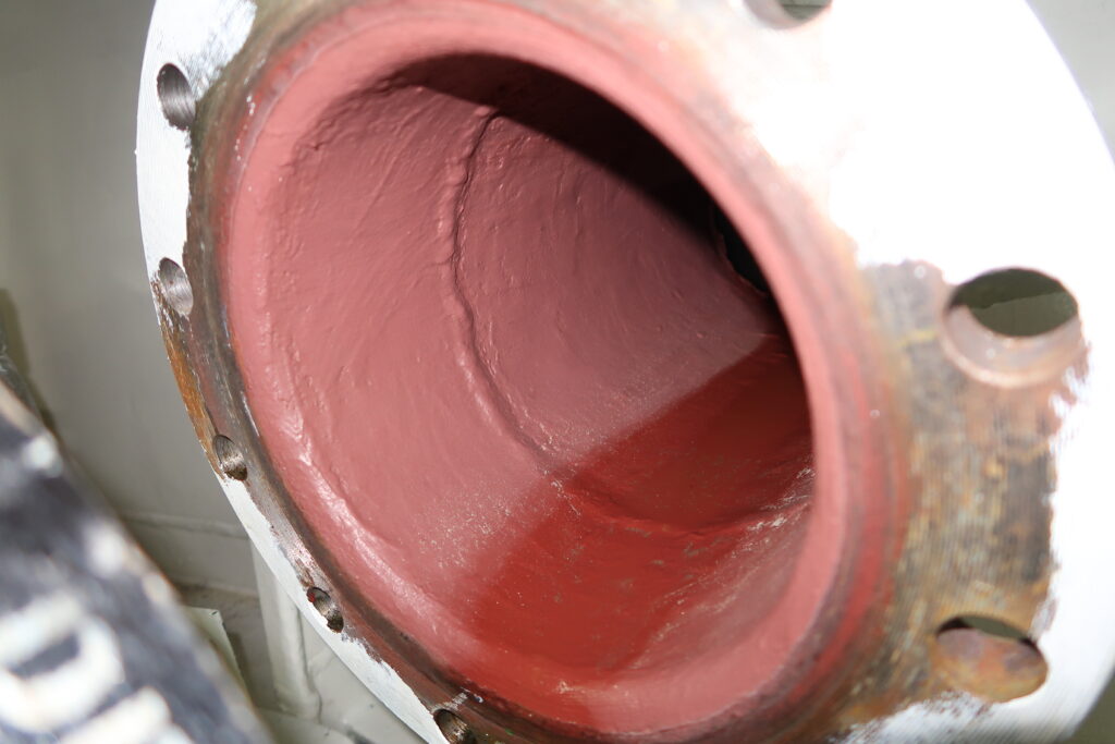 Portside scrubber pipe coated with Ecospeed 8 months ago and still in perfect condition